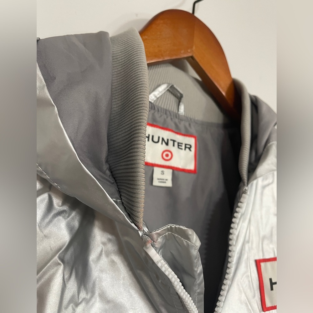HUNTER X TARGET Silver Metallic Lined Windbreaker Bomber Jacket Unisex Small - Picture 7 of 14